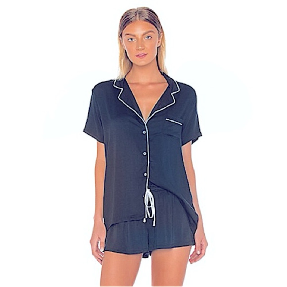 Splendid Woven Navy Blue Pajama Set Size XS Flowy Soft